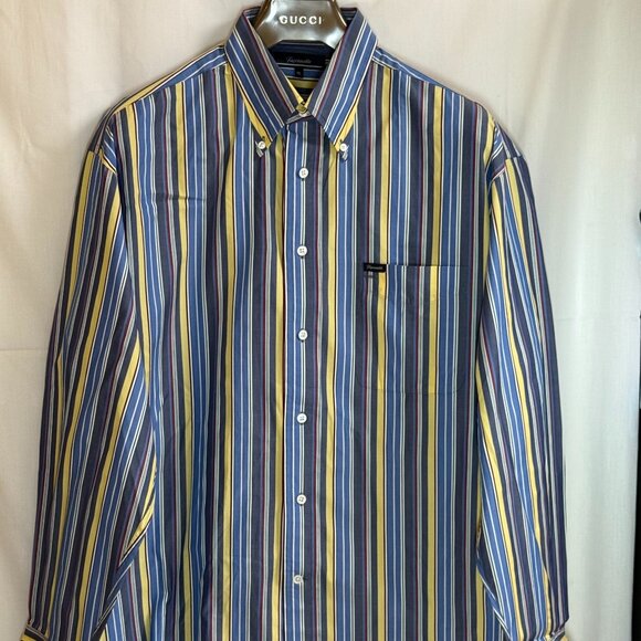 Faconnable Men's Cotton Button Down Multicolored Striped Long Sleeve Shirt - XL - Picture 1 of 5